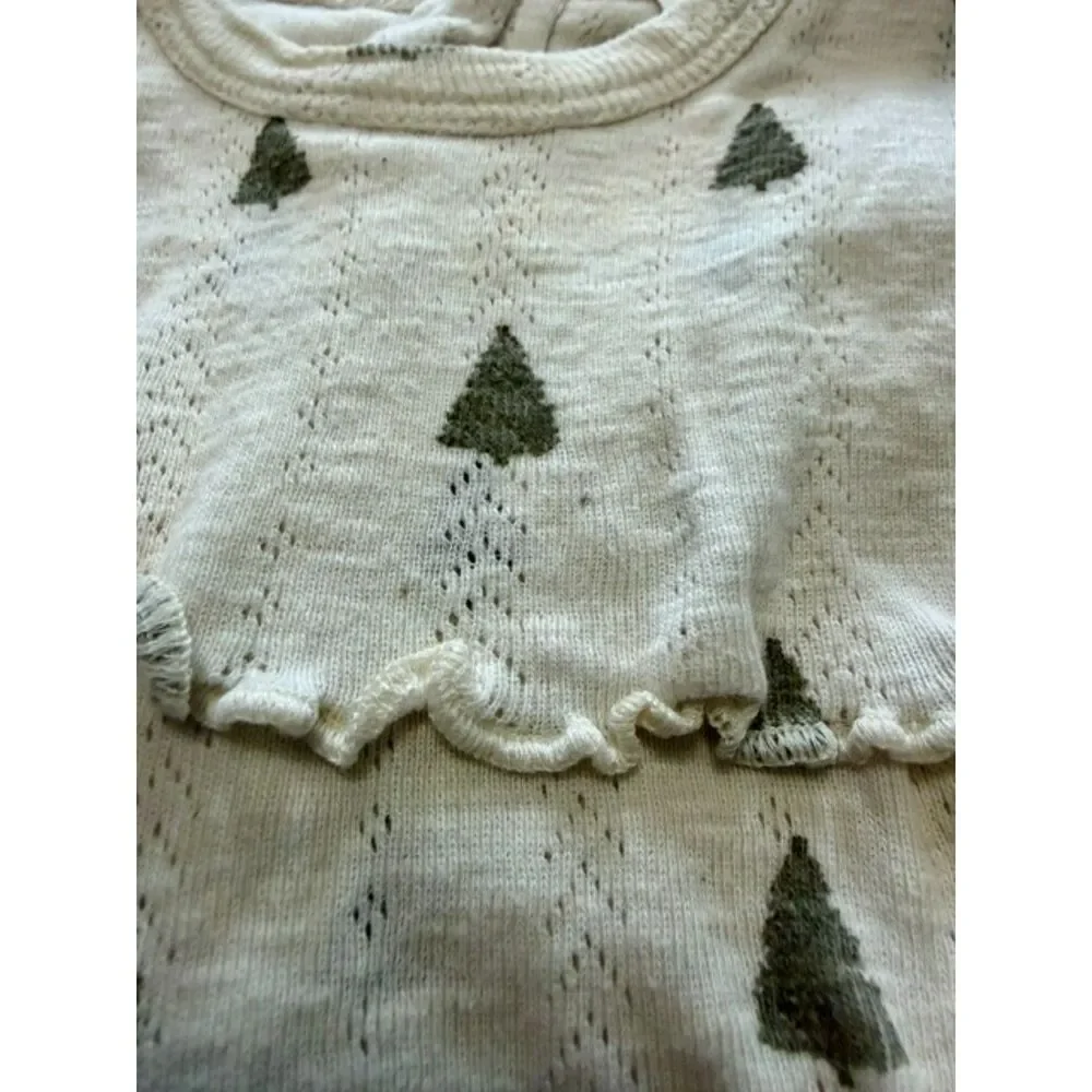Kate Quinn 3-6 mos pine tree pointelle ruffle bodysuit